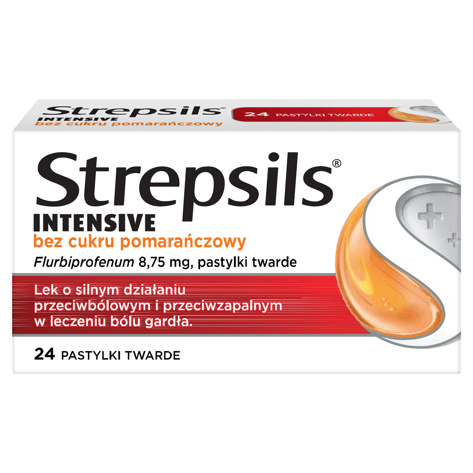 Strepsils Intensive bez cukru pomarańczowy, 8,75 mg, pastylki twarde, 24 sztuk zdjęcie