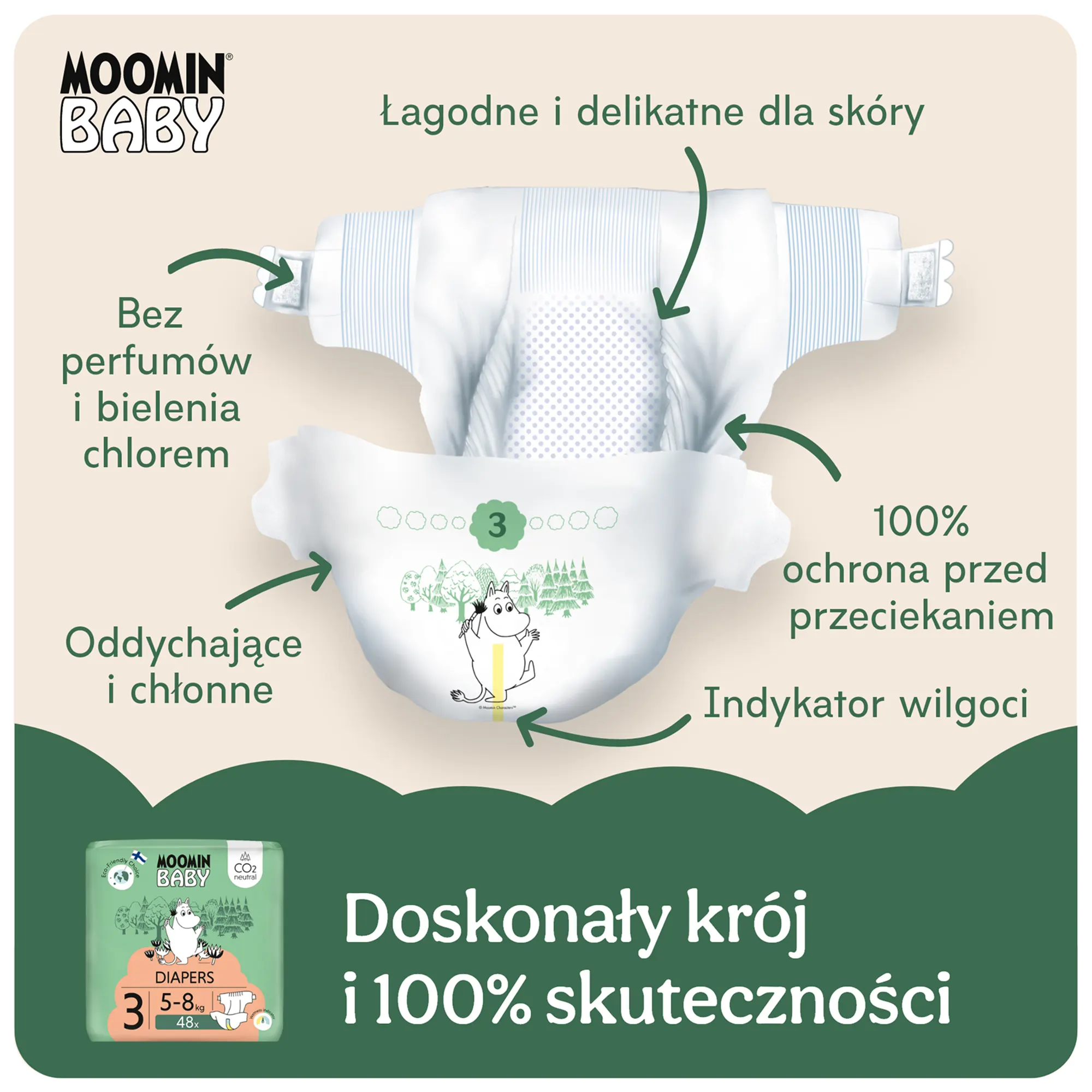 Moomin Baby 3 Midi pieluszki 5-8 kg 144 sztuki