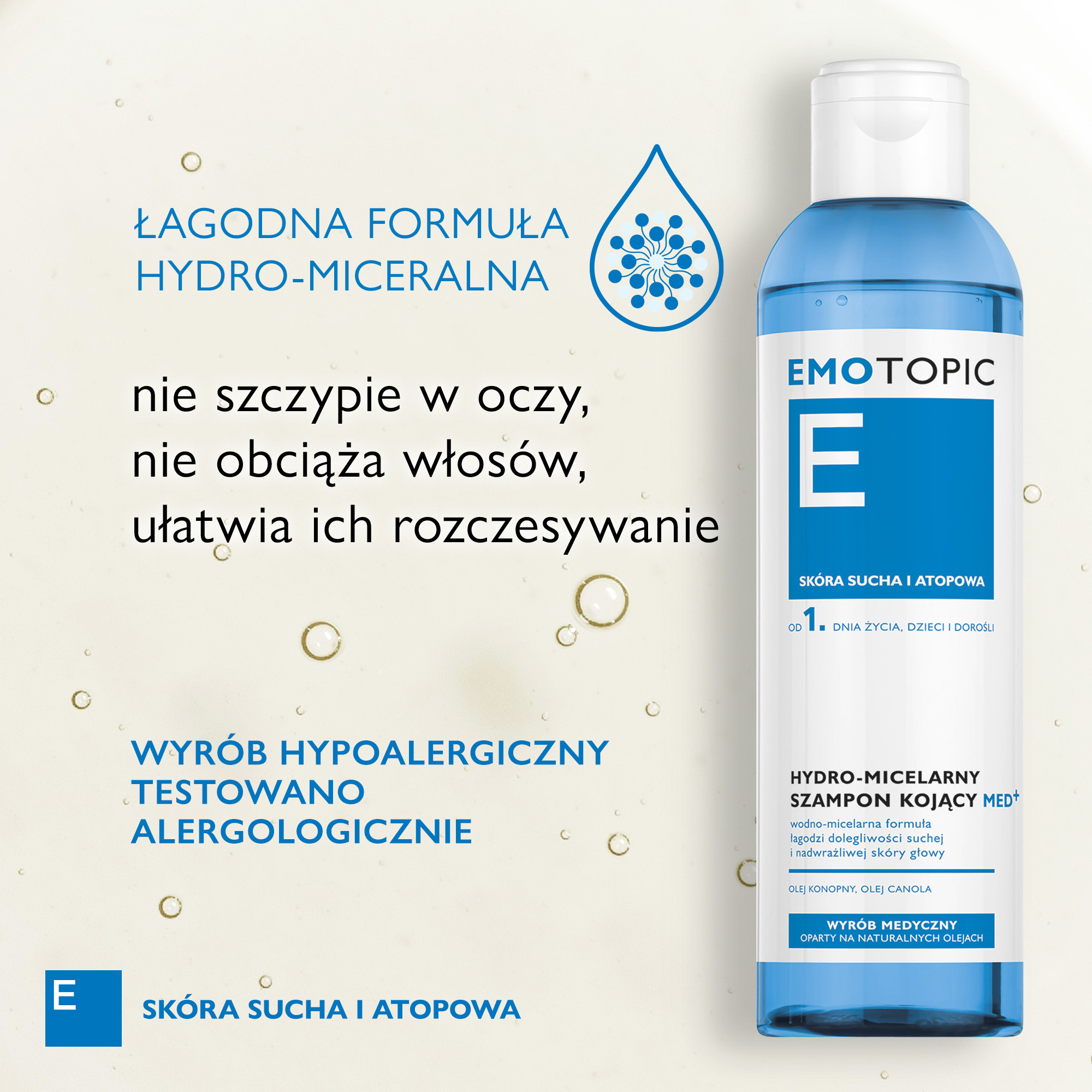 Emotopic hydro-micelarny szampon kojący MED+ do częstego stosowania 250 ml