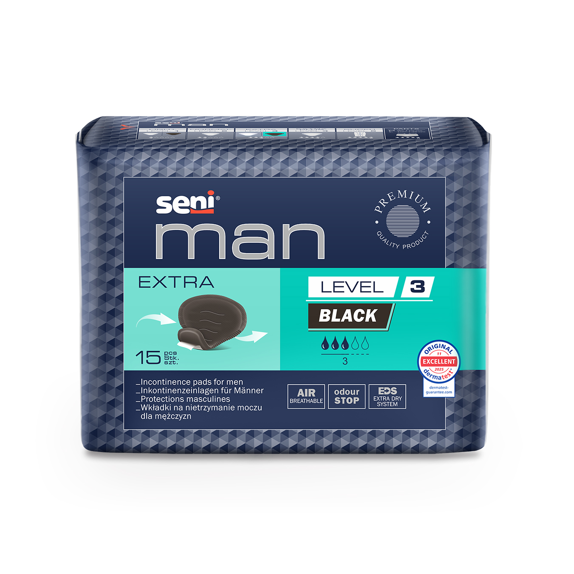 Seni Man Extra Level 3 Black wkładki na nietrzymanie moczu dla mężczyzn, 15 sztuk zdjęcie
