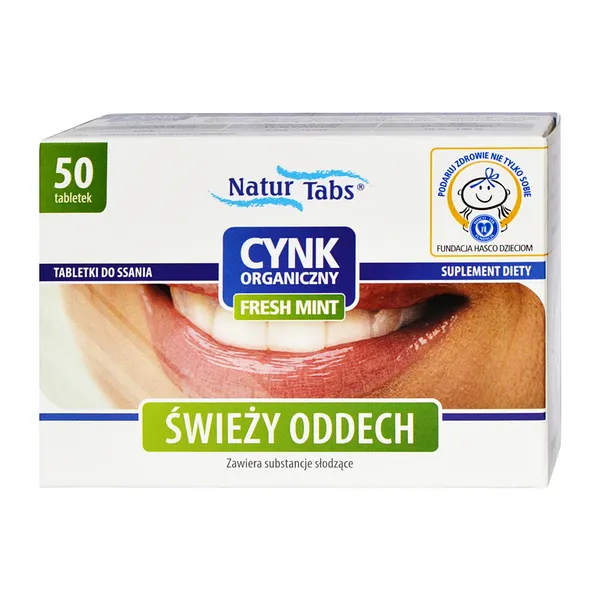 Cynk organiczny Naturtabs Fresh Mint 50 tabletek zdjęcie