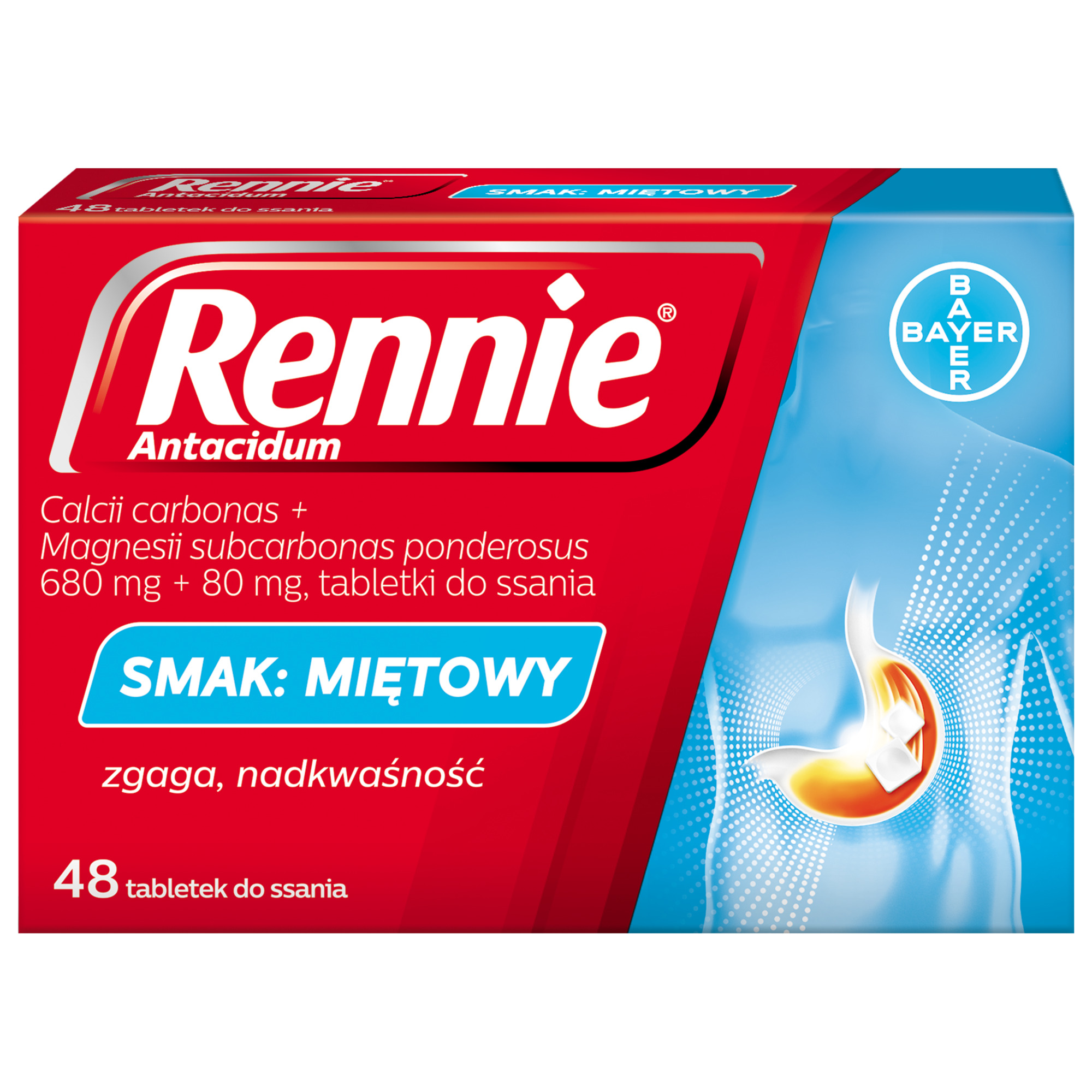 Rennie Antacidum smak miętowy 48 tabletek do ssania