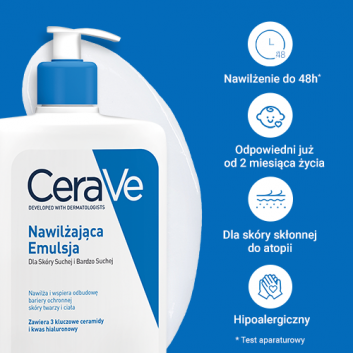 CeraVe, nawilżająca emulsja do skóry suchej i bardzo suchej, 1000 ml