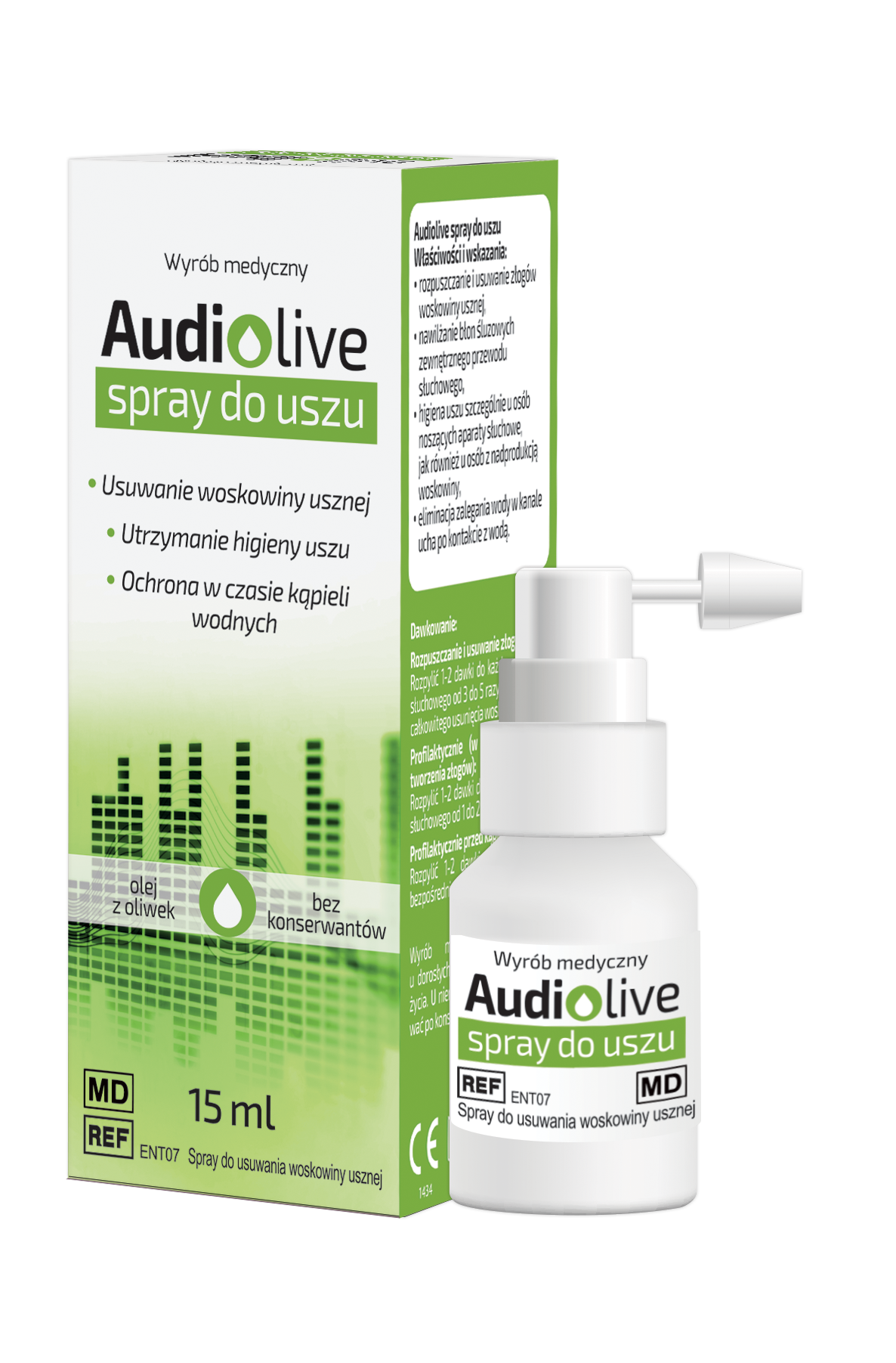 Audiolive, spray do uszu, 15 ml