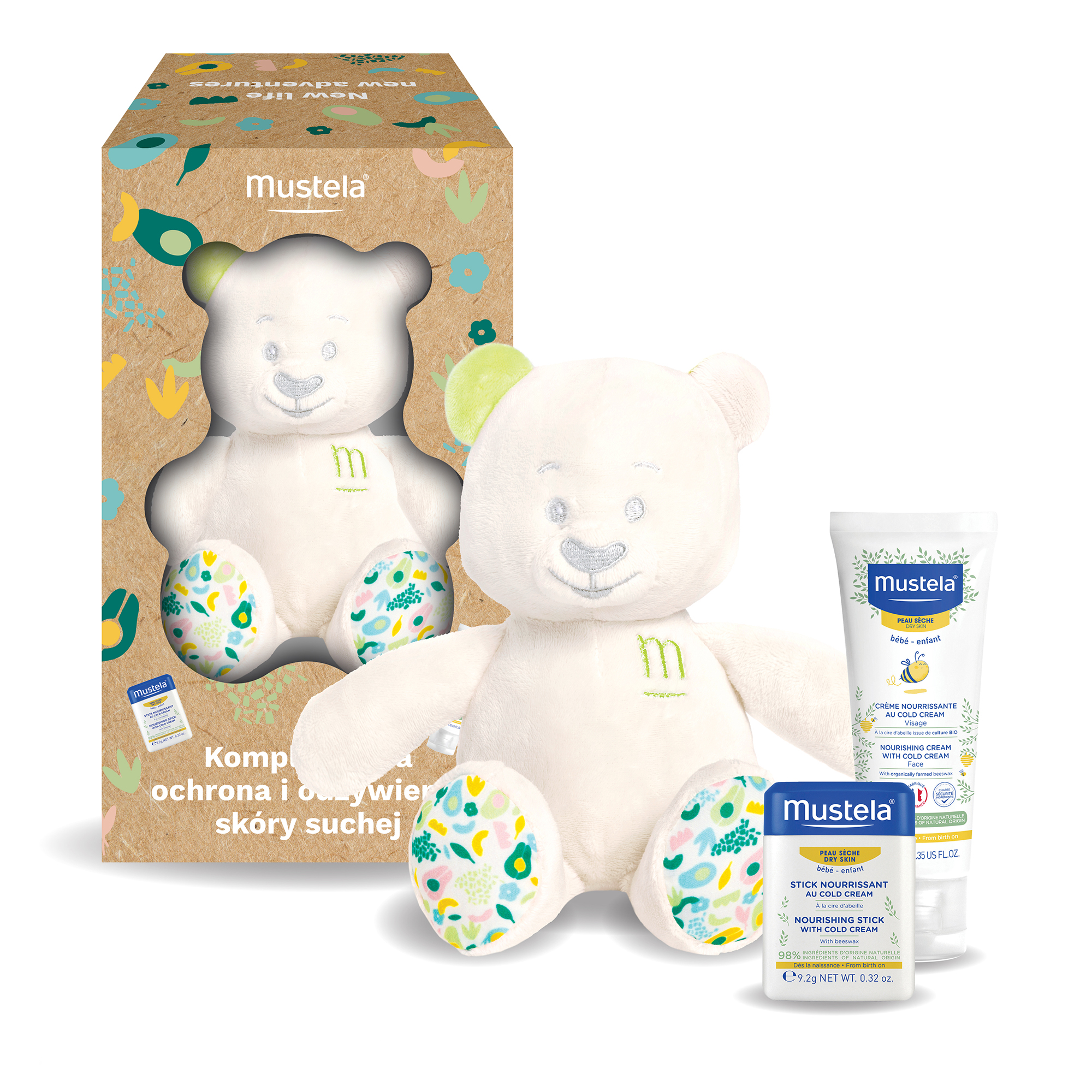 Mustela Zestaw Kompleksowa ochrona i odżywienie skóry suchej, krem, 40 ml + sztyft, 9,2 g zdjęcie