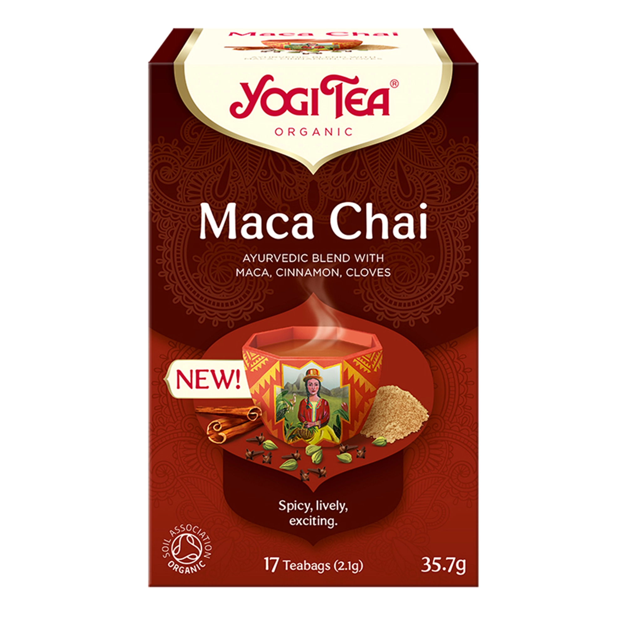Yogi Tea Ajurwedyjska herbata z maca, cynamonem, goździkami Maca Chai, 17 sasz zdjęcie