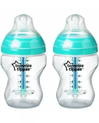 Tommee Tippee Advanced Anti-colic butelka antykolkowa ze smoczkiem o wolnym przepływie 0m+ zielona 2 x 260 ml [42252575] zdjęcie