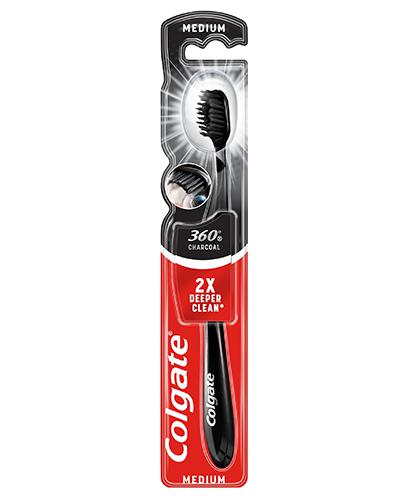 Colgate 360° Charcoal Medium Szczoteczka do zębów, 1 szt., cena, opinie, wskazania zdjęcie