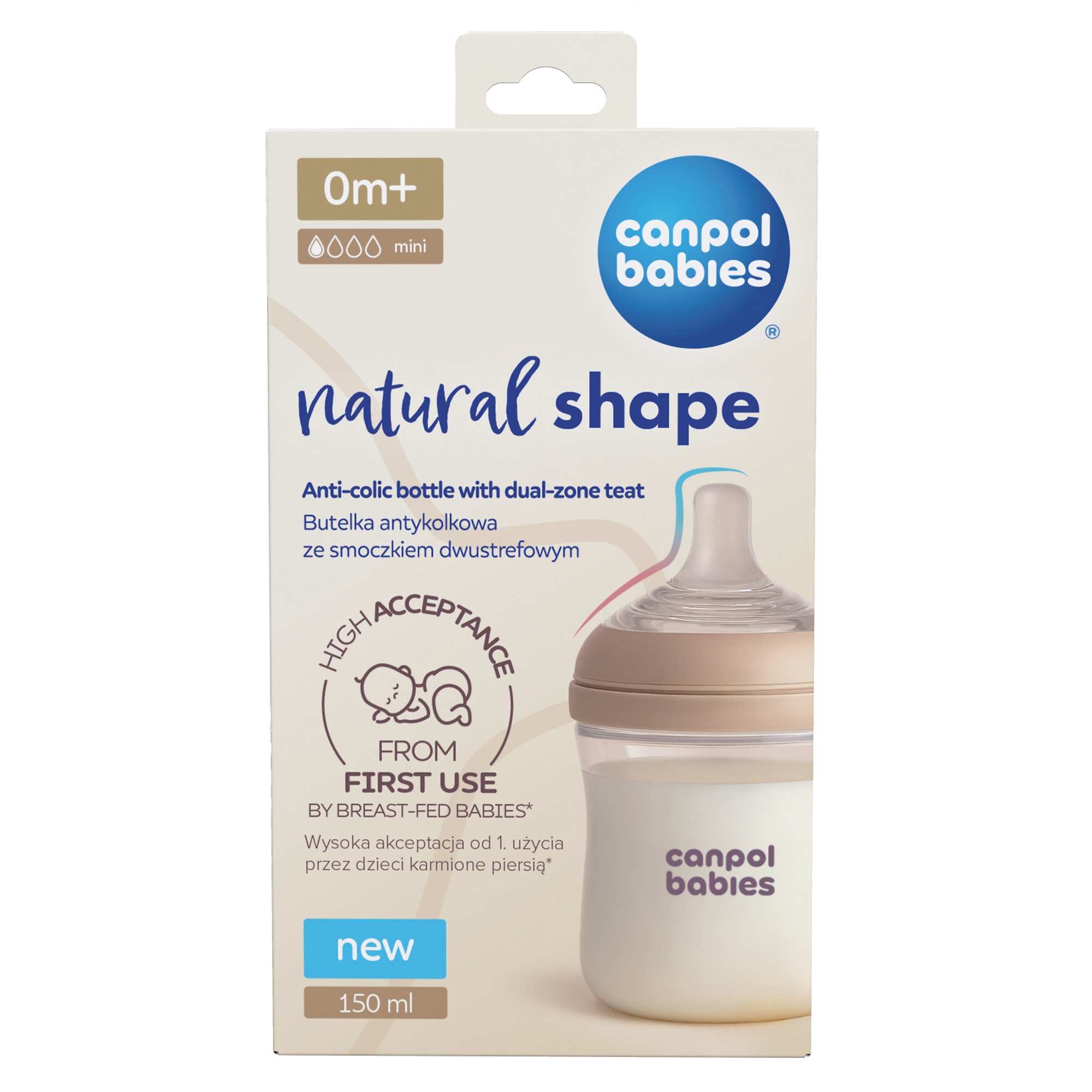 Canpol babies butelka Natural Shape ze smoczkiem dwustrefowym 35/400, 150 ml
