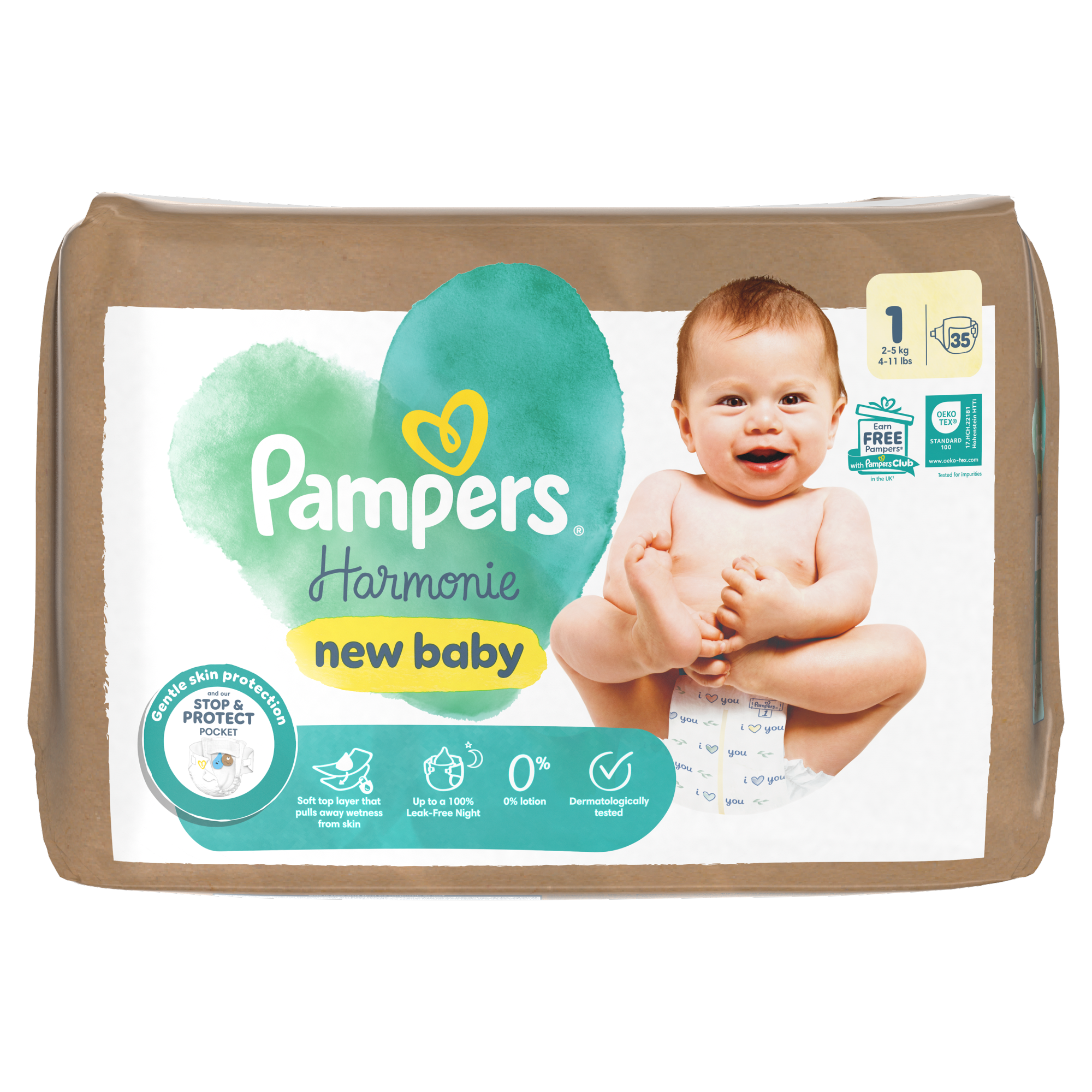 Pampers Harmonie Baby Pieluszki, rozmiar 1, 2 kg-5 kg, 35 sztuk zdjęcie