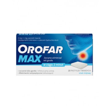 Orofar Max pastylki do ssania na ból gardła - 20 sztuk