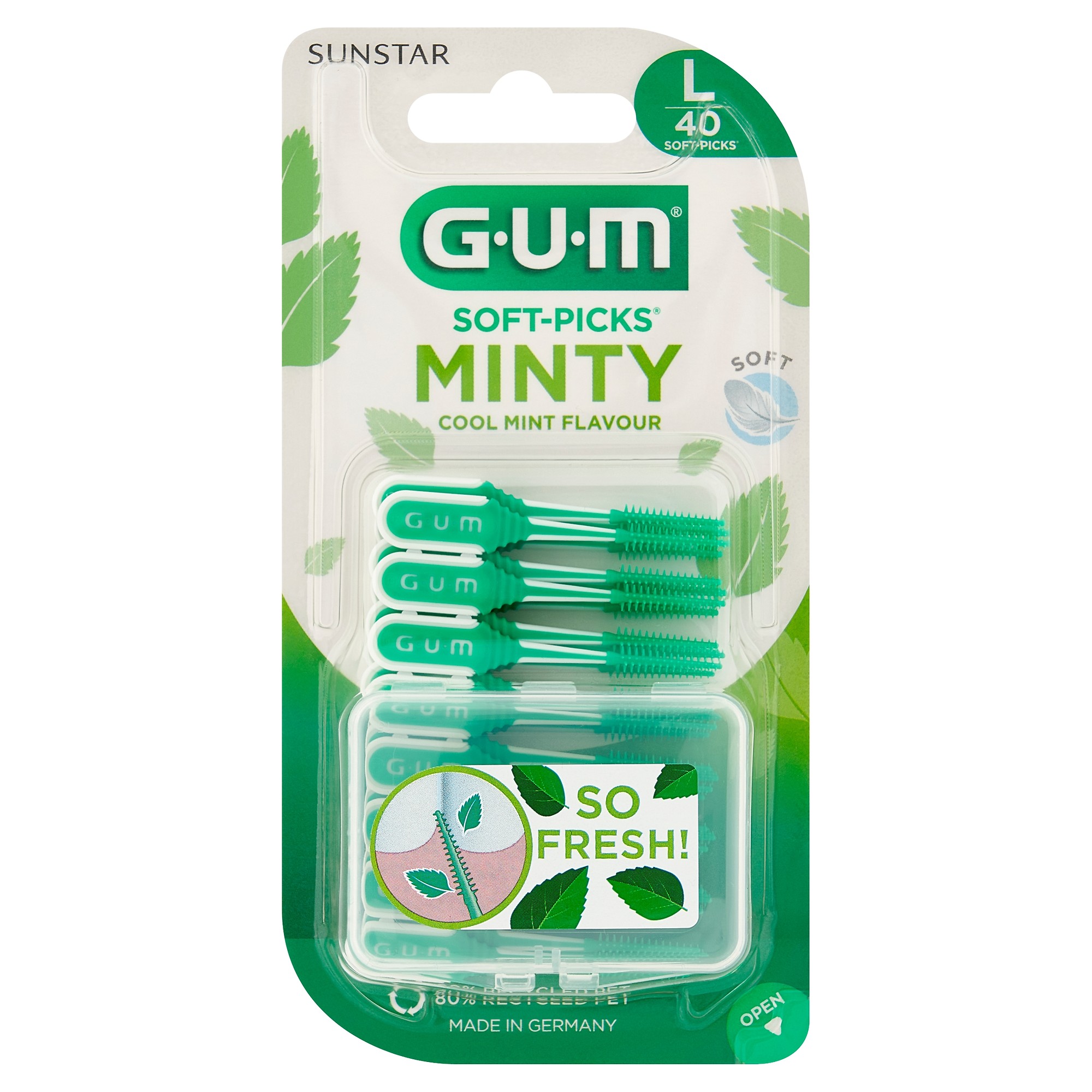 Sunstar Gum Soft-Picks Minty Gumowa Szczoteczka międzyzębowa duża, 40 sztuk zdjęcie