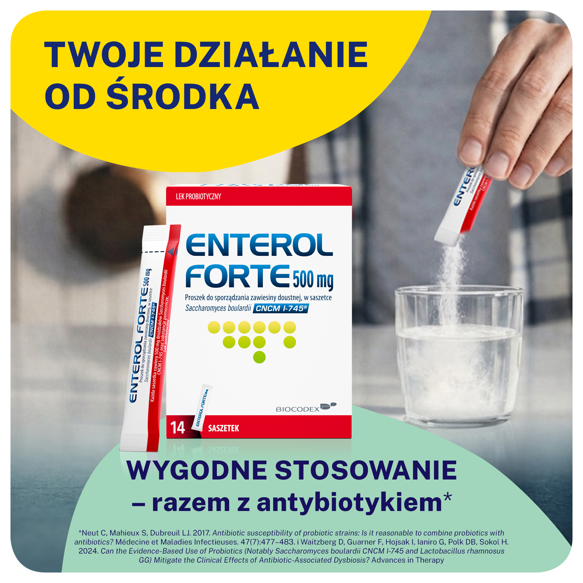 Enterol Forte Saccharomyces boulardii 500 mg, proszek, 14 saszetek