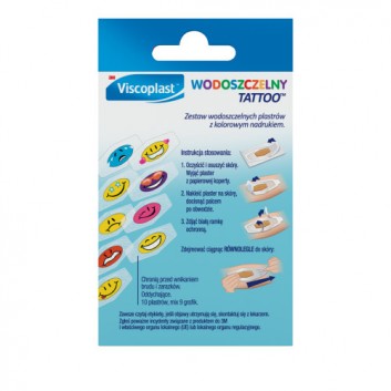 VISCOPLAST WODOSZCZELNY TATTOO Zestaw wodoszczelnych plastrów, 10 sztuk