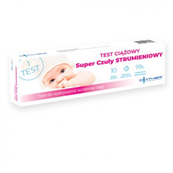 DIATHER Test ciążowy super czuły strumieniowy, 1 sztuka