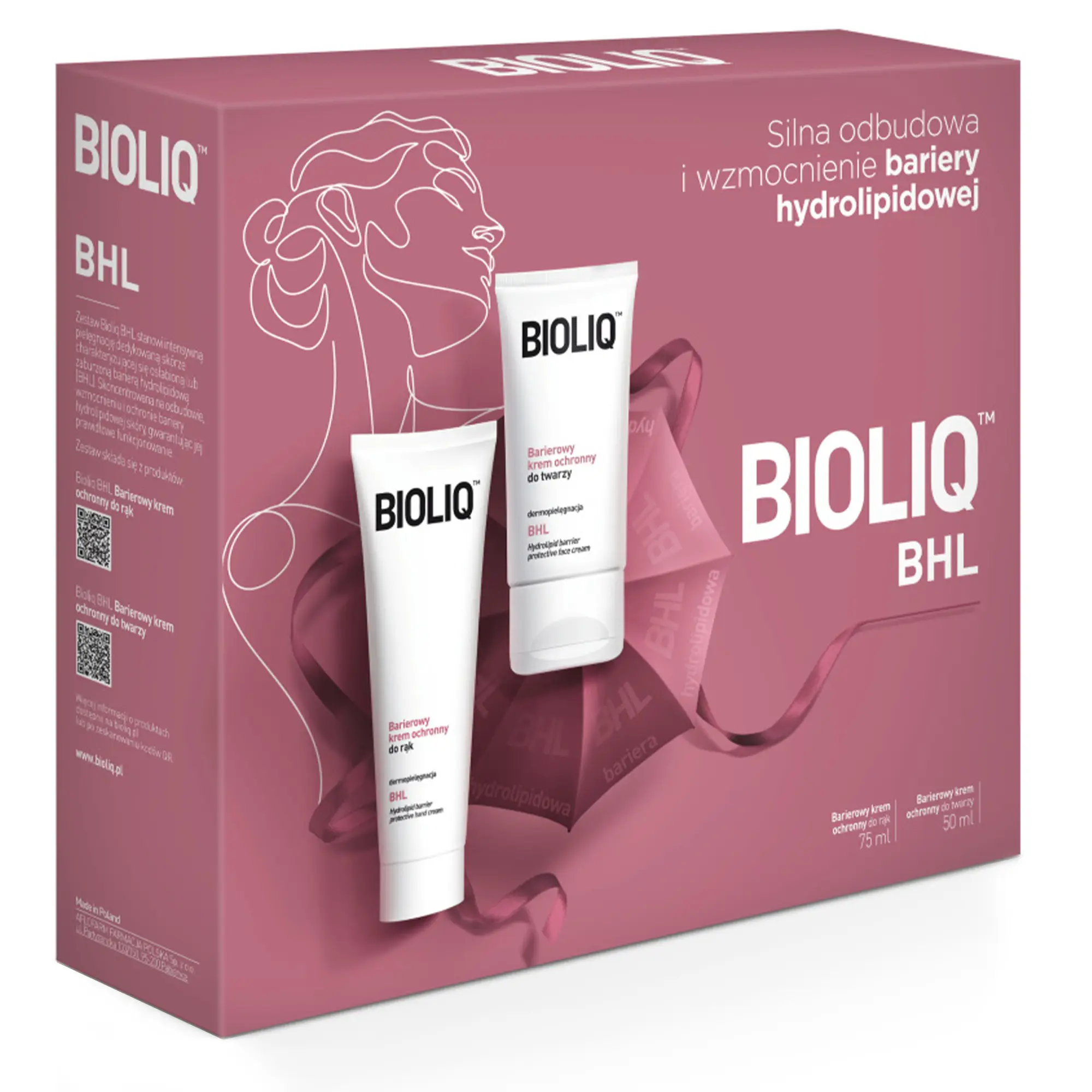 Zestaw BIOLIQ BHL barierowy krem ochronny do twarzy, 50 ml + Barierowy krem ochronny do rąk krem do rąk, 75 ml zdjęcie