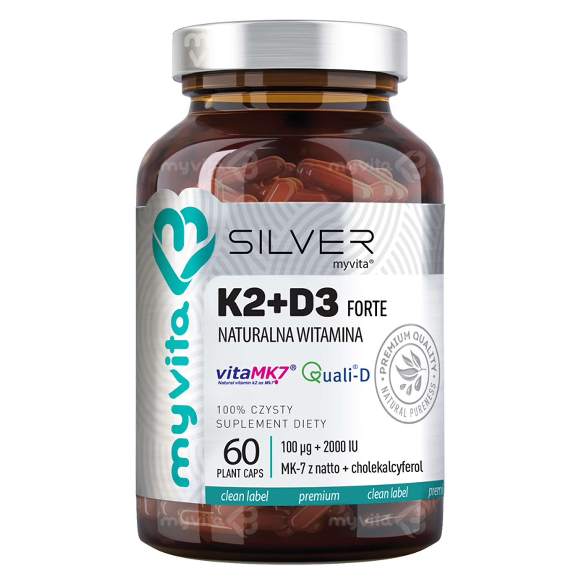 MYVITA SILVER Witamina K2+D3 Forte 100 mcg + 2000 j.m. - 60 kaps. zdjęcie
