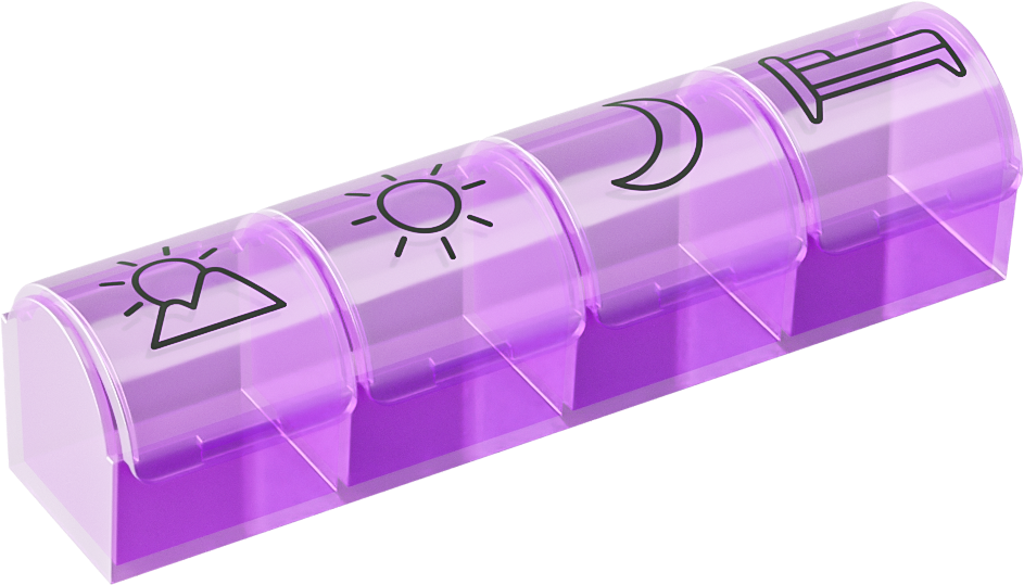 Panawit Pojemnik na leki jednodniowy, (kolor żółty, niebieski, fioletowy), 1 sztuka
