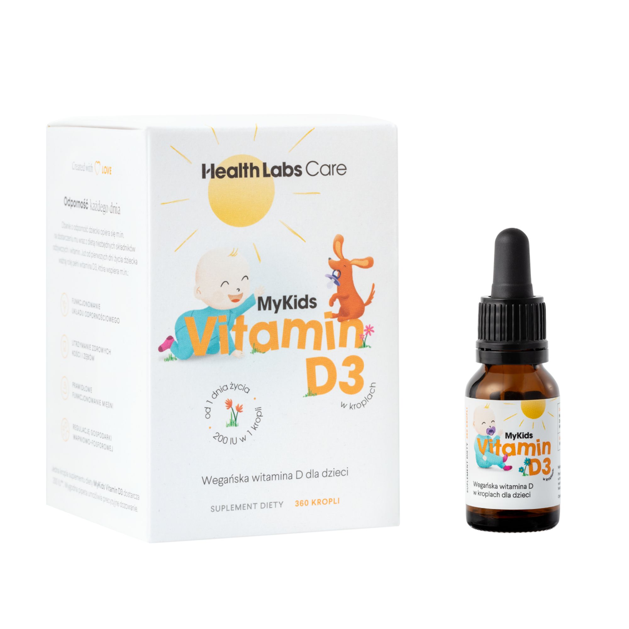 Health Labs Care, MyKids Vitamin D3 w kroplach, 360 kropli zdjęcie