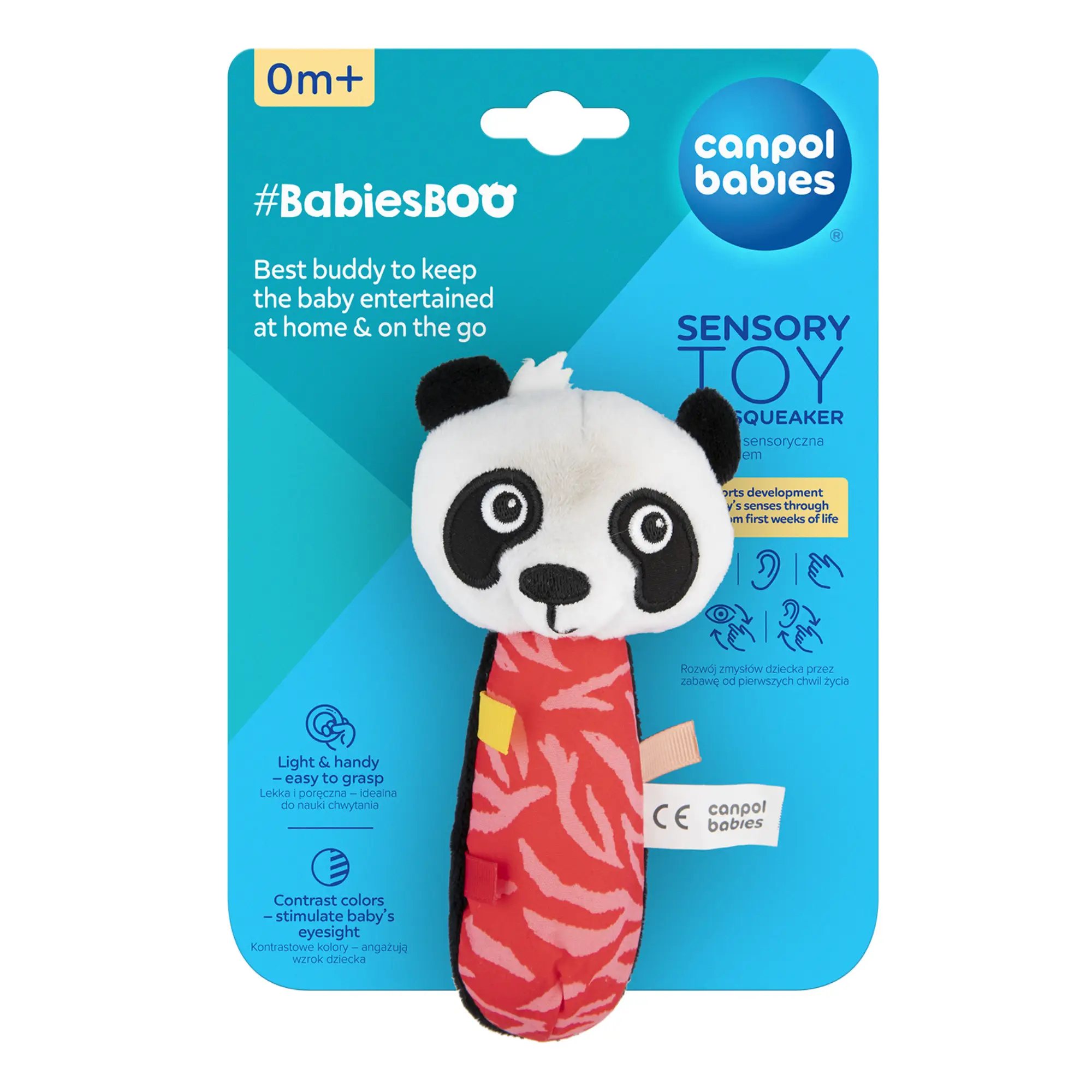 Canpol babies Zabawka sensoryczna z piszczkiem BabiesBoo panda, 1 sztuka