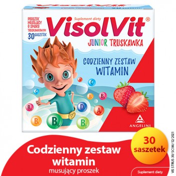 Visolvit Junior Truskawka proszek o smaku truskawkowym 30 saszetek
