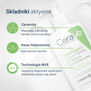 CeraVe, nawilżający krem-pianka do mycia, 236 ml