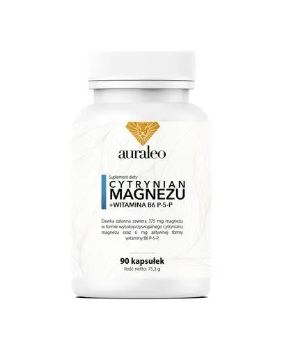 Auraleo Cytrynian magnezu + B6 P-5-P, kapsułki, 90 sztuk zdjęcie