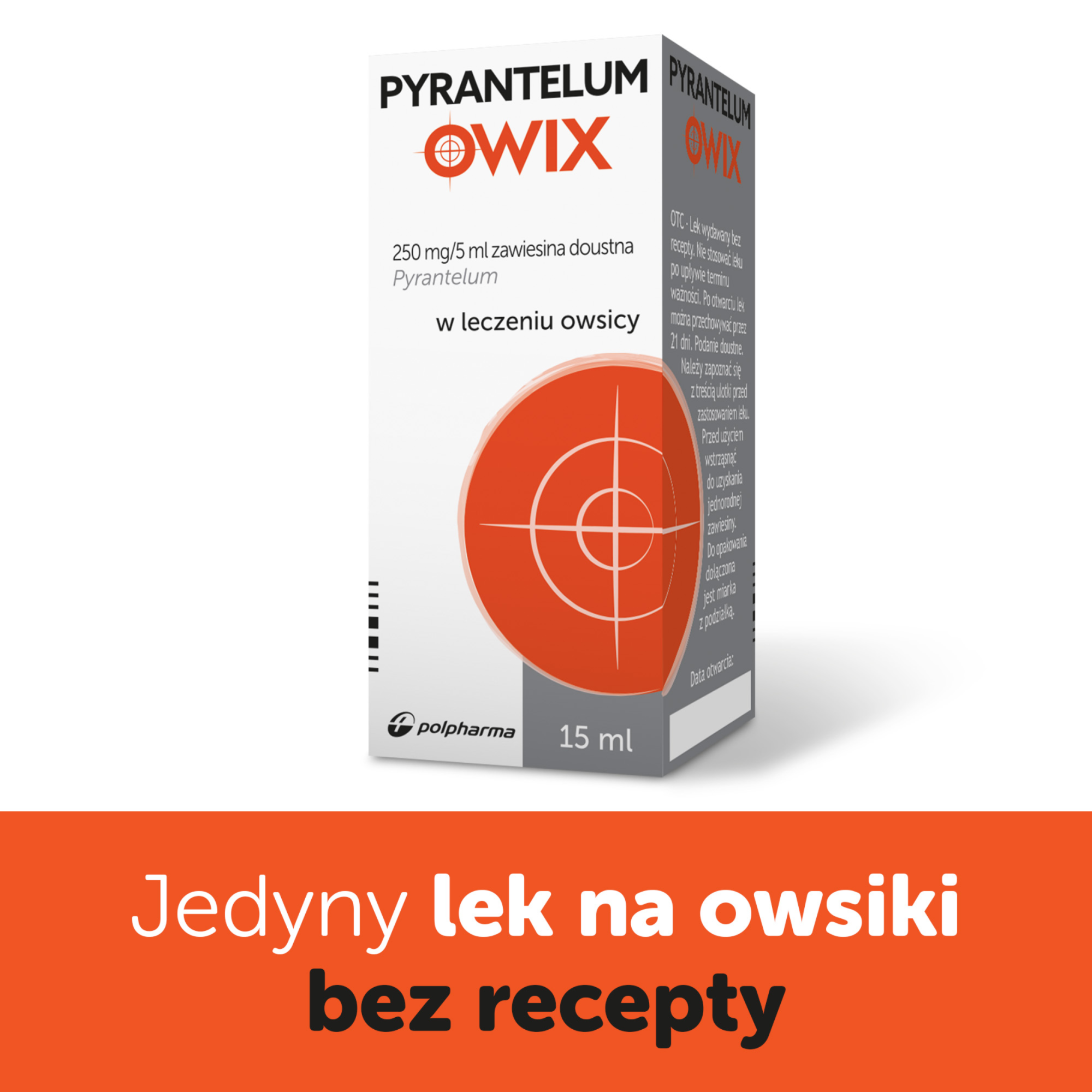 Pyrantelum OWIX, 250 mg/5 ml, zawiesina doustna, 15 ml