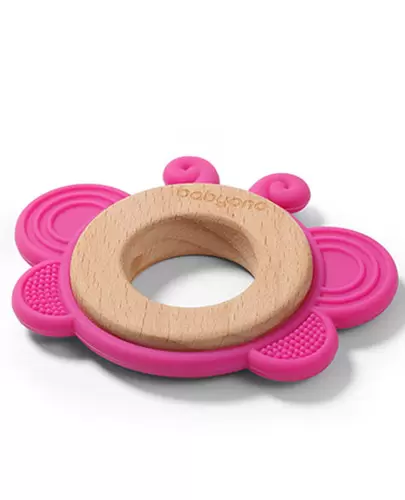 Babyono gryzak drewniany silikonowy Butterfly 1 sztuka [1075/01] zdjęcie