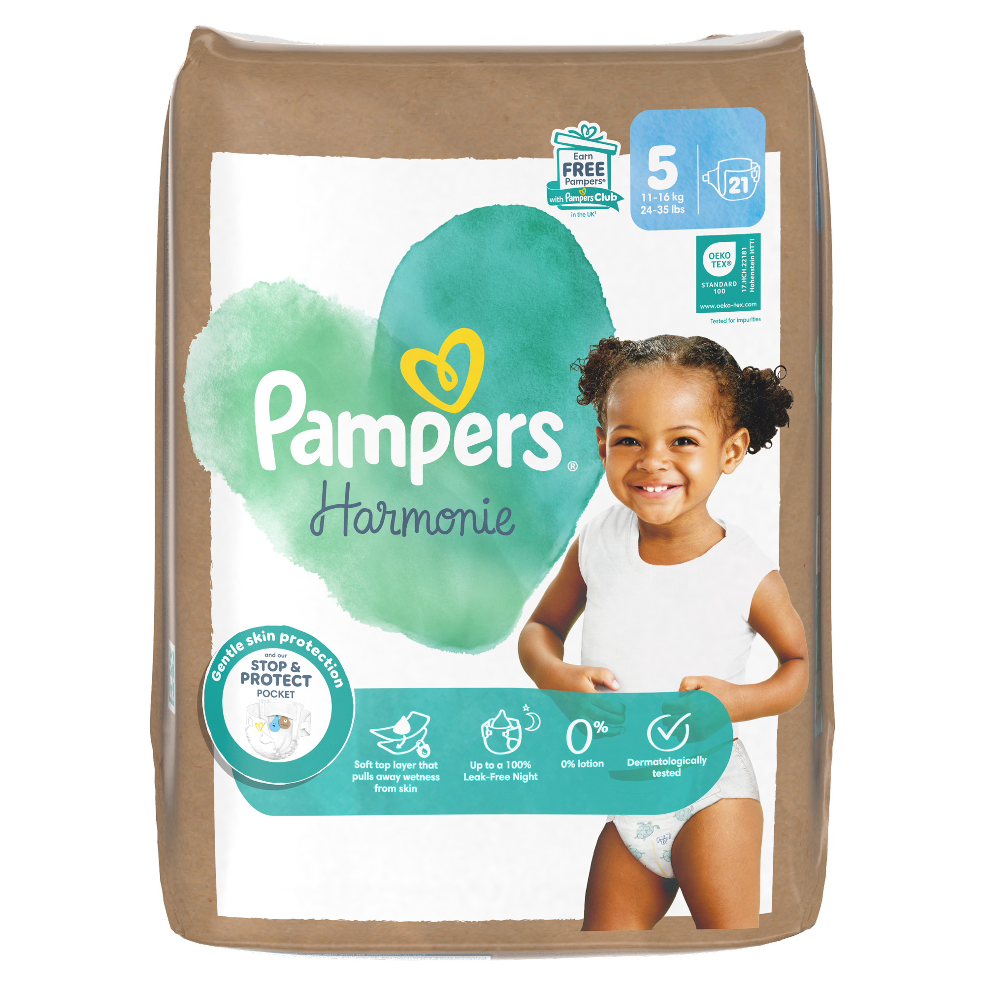 Pampers Harmonie Baby Pieluszki, rozmiar 5 11kg-16kg, 21 sztuk  zdjęcie