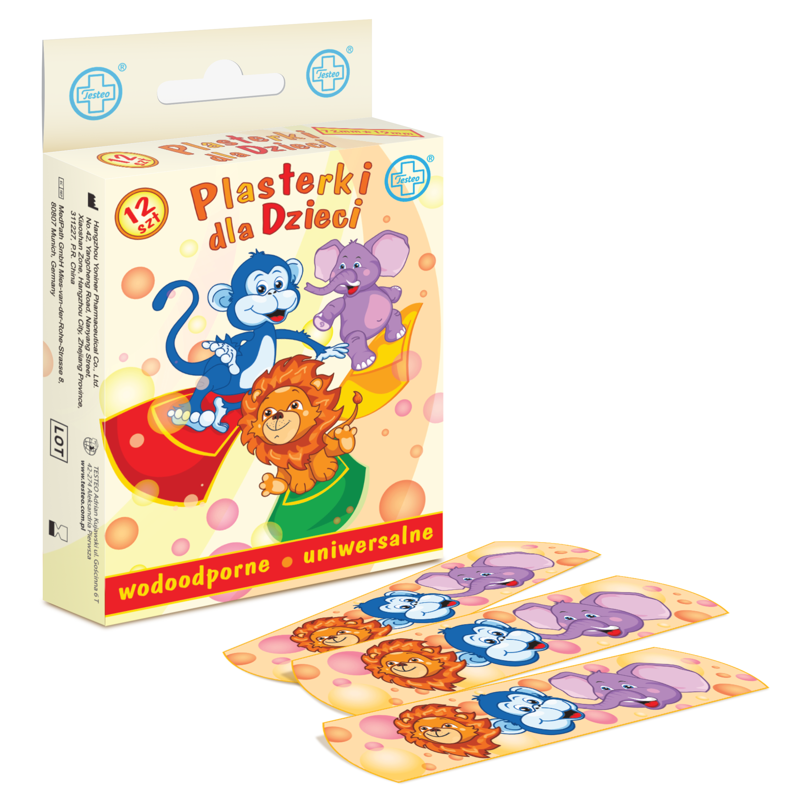 Testeo Plastry dla dzieci wodoodporne, 12 sztuk zdjęcie