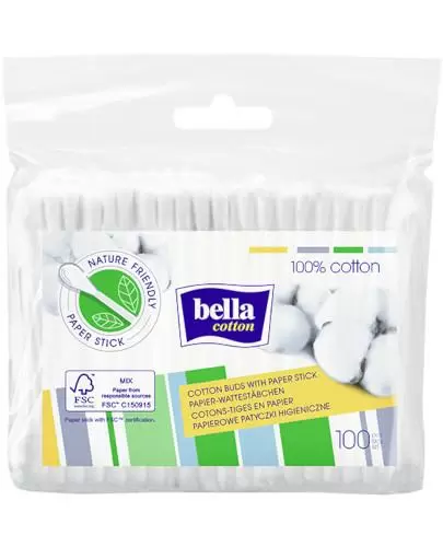 Bella Cotton papierowe patyczki higieniczne w folii 100 sztuk zdjęcie