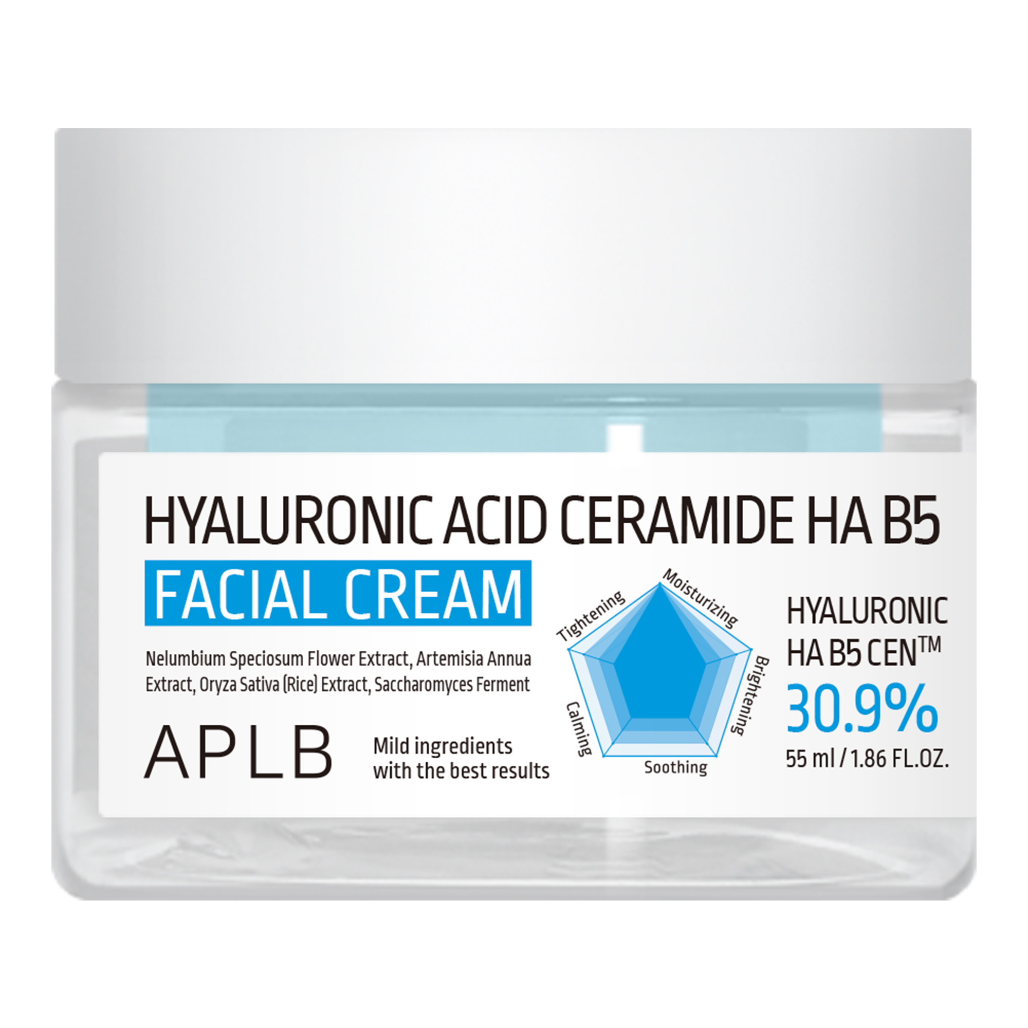 APLB Hyaluronic Acid Ceramide HA B5 Krem nawilżający do twarzy z kwasem hialuronowym, ceramidami i witaminą B5, 55 ml zdjęcie