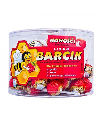 Barcik Lizak z propolisem, miodem i witaminą C o smaku malinowym, 60 szt., cena, opinie, składniki zdjęcie