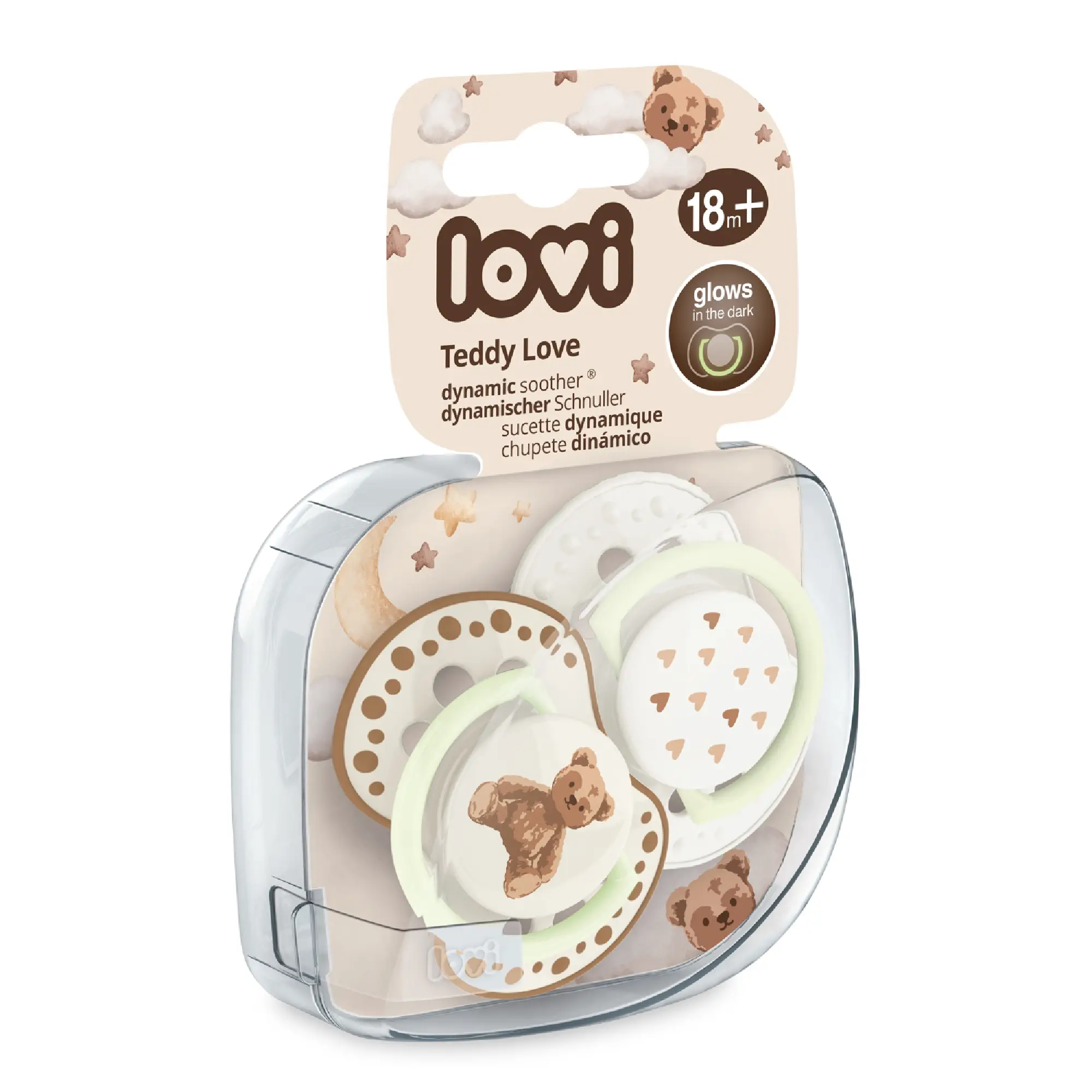Lovi, Smoczek silikonowy dynamiczny LOVI 18m+ Teddy Love 22/937, 2 sztuki zdjęcie