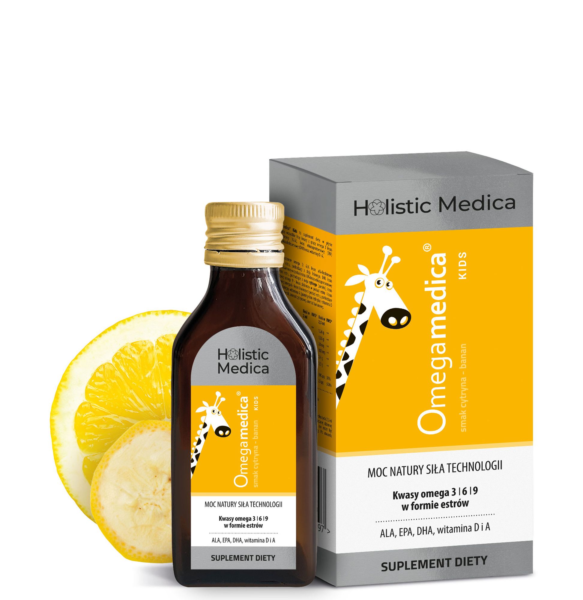Holistic Medica Omegamedica Kids o smaku cytrynowo - bananowym, 100 ml, cena, opinie, wskazania