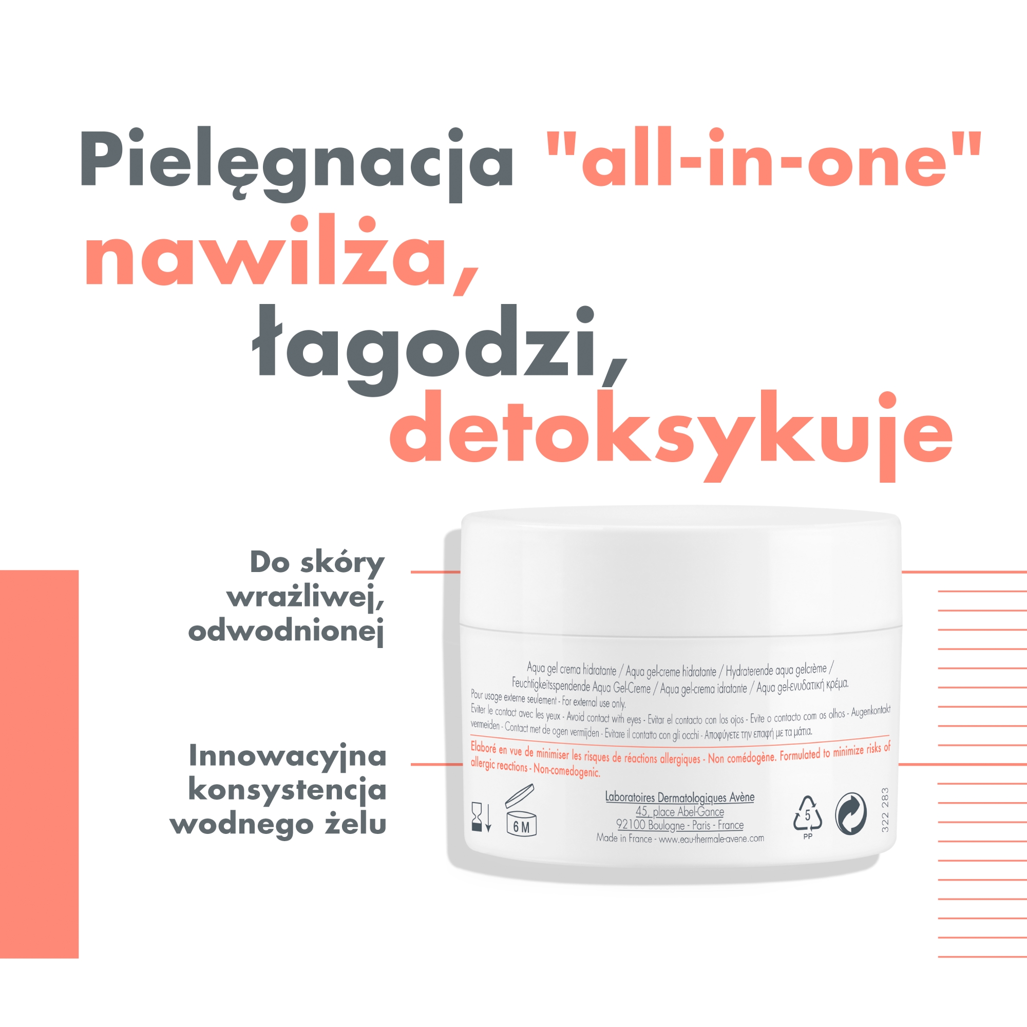 Avene Hydrance Aqua-Gel, nawilżający Krem-Żel, 50 ml