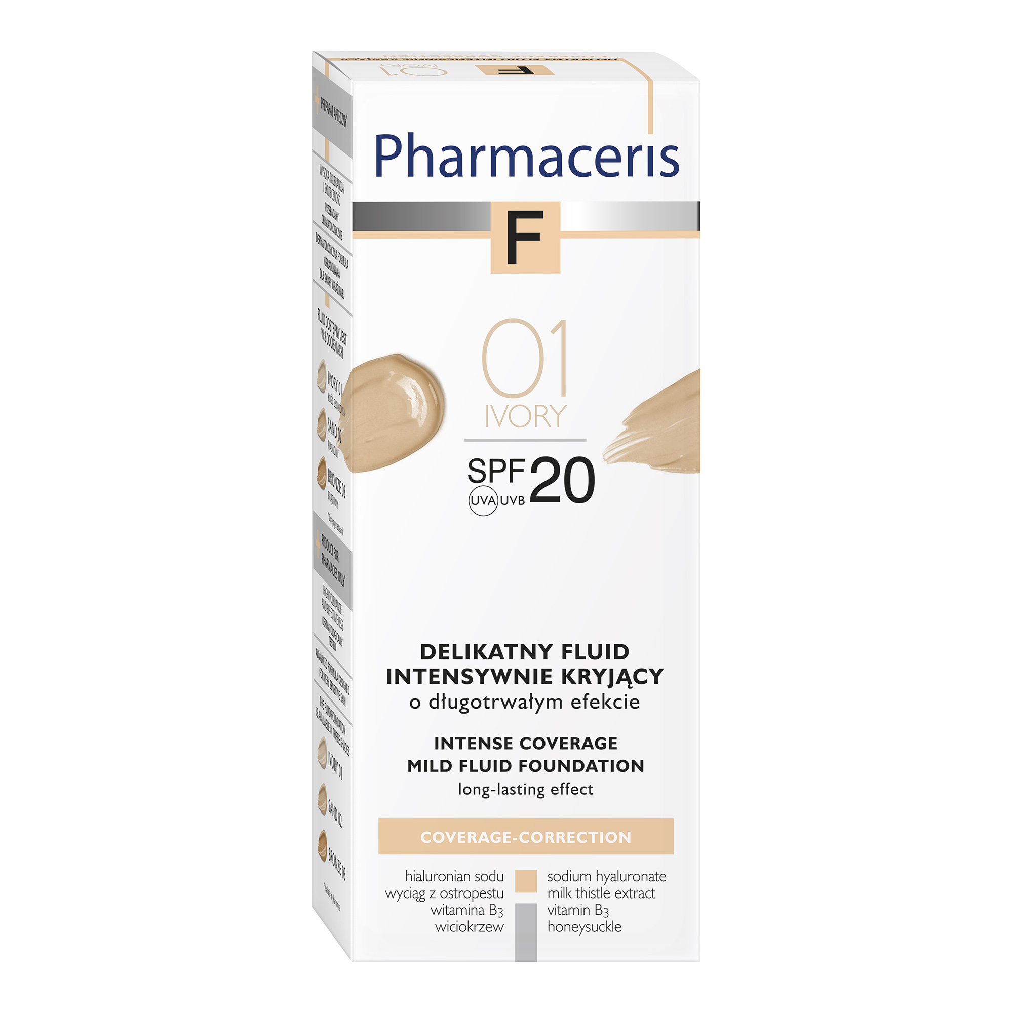 PHARMACERIS F, delikatny fluid intensywnie kryjący SPF 20 ivory 01 (kość słoniowa), 30 ml zdjęcie