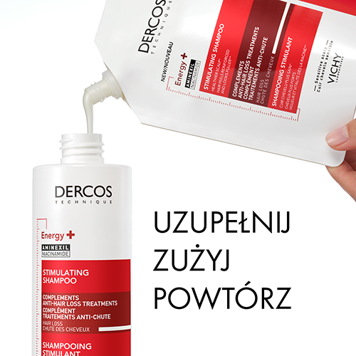 Vichy, Dercos Energy+, szampon wzmacniający włosy, uzupełnienie (Refill), 400 ml