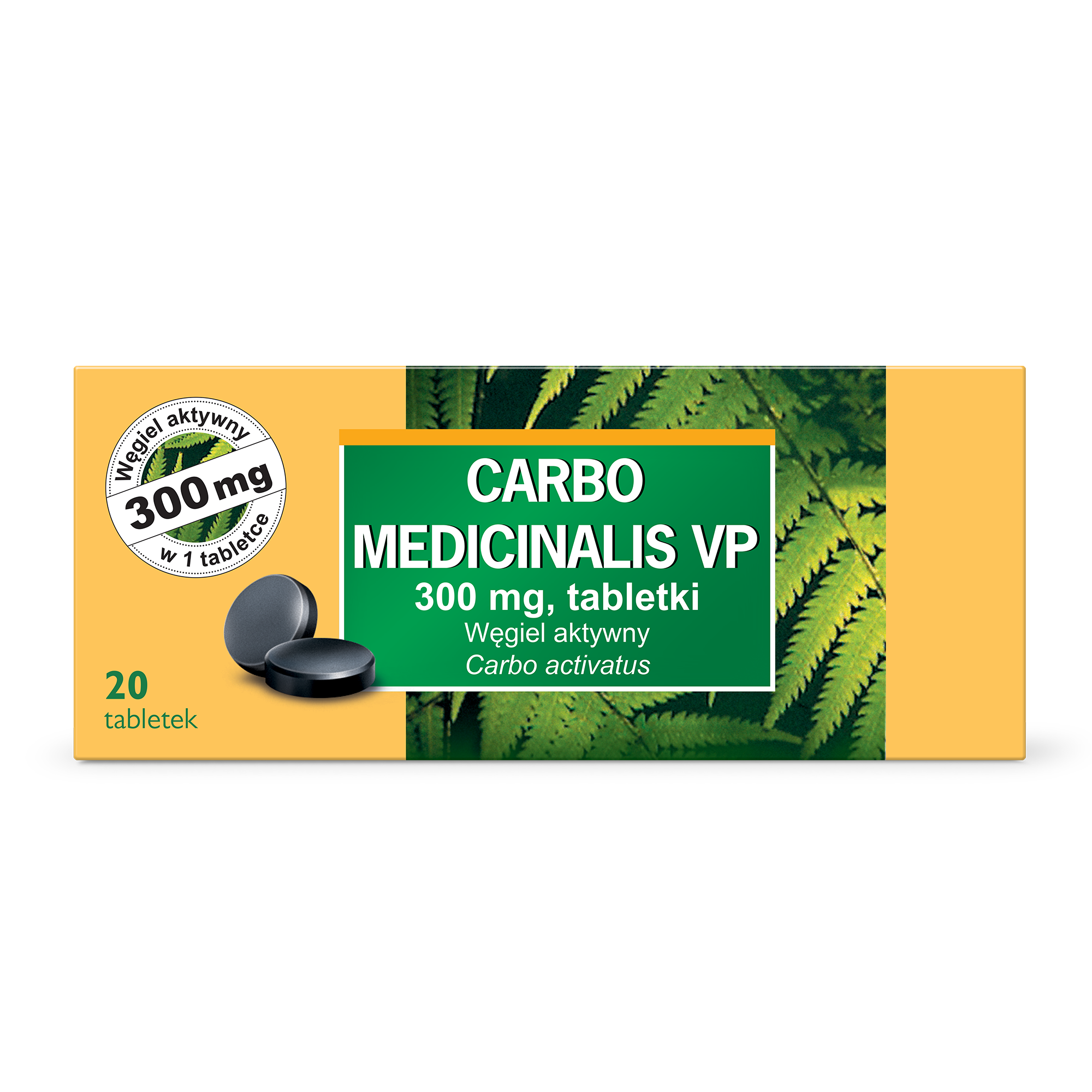 Carbo Medicinalis VP, 300 mg, węgiel aktywny w tabletkach, 20 sztuk zdjęcie
