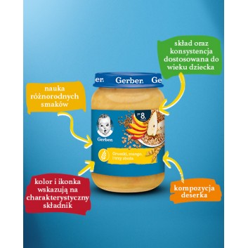Nestlé Gerber Gruszki mango i trzy zboża po 8 miesiącu życia 190 g