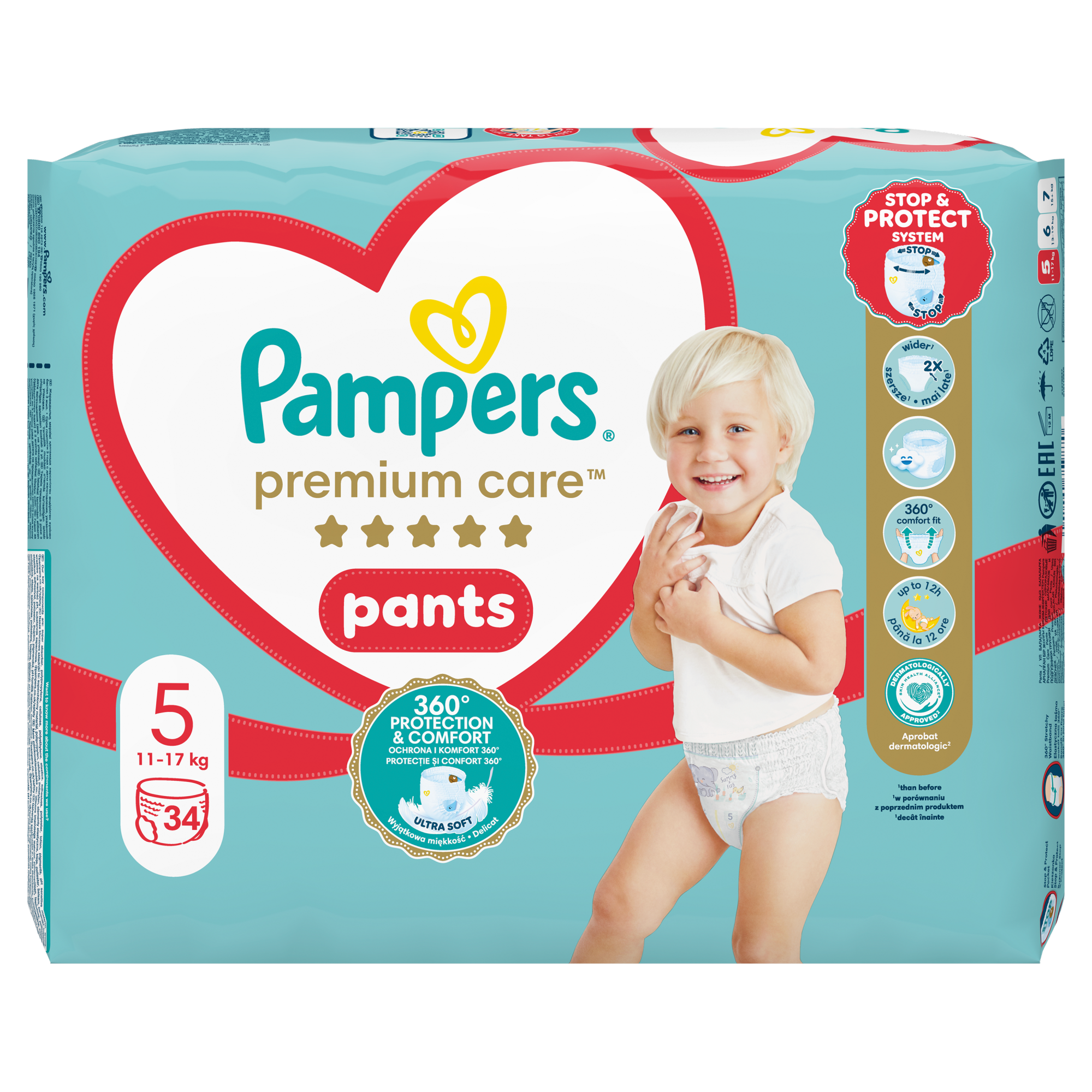 Pampers Premium Care Pants 5 pieluchomajtki 12-17 kg 34 sztuki zdjęcie