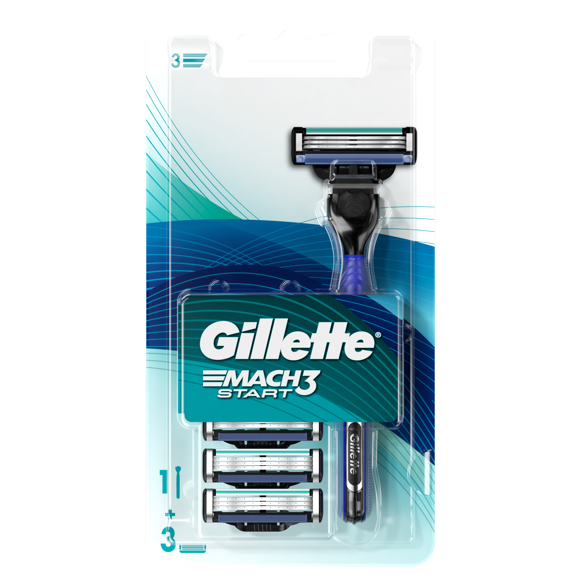 Gillette Mach3 Start Maszynka do golenia dla mężczyzn, 1 sztuka, Ostrza, 3 sztuki zdjęcie