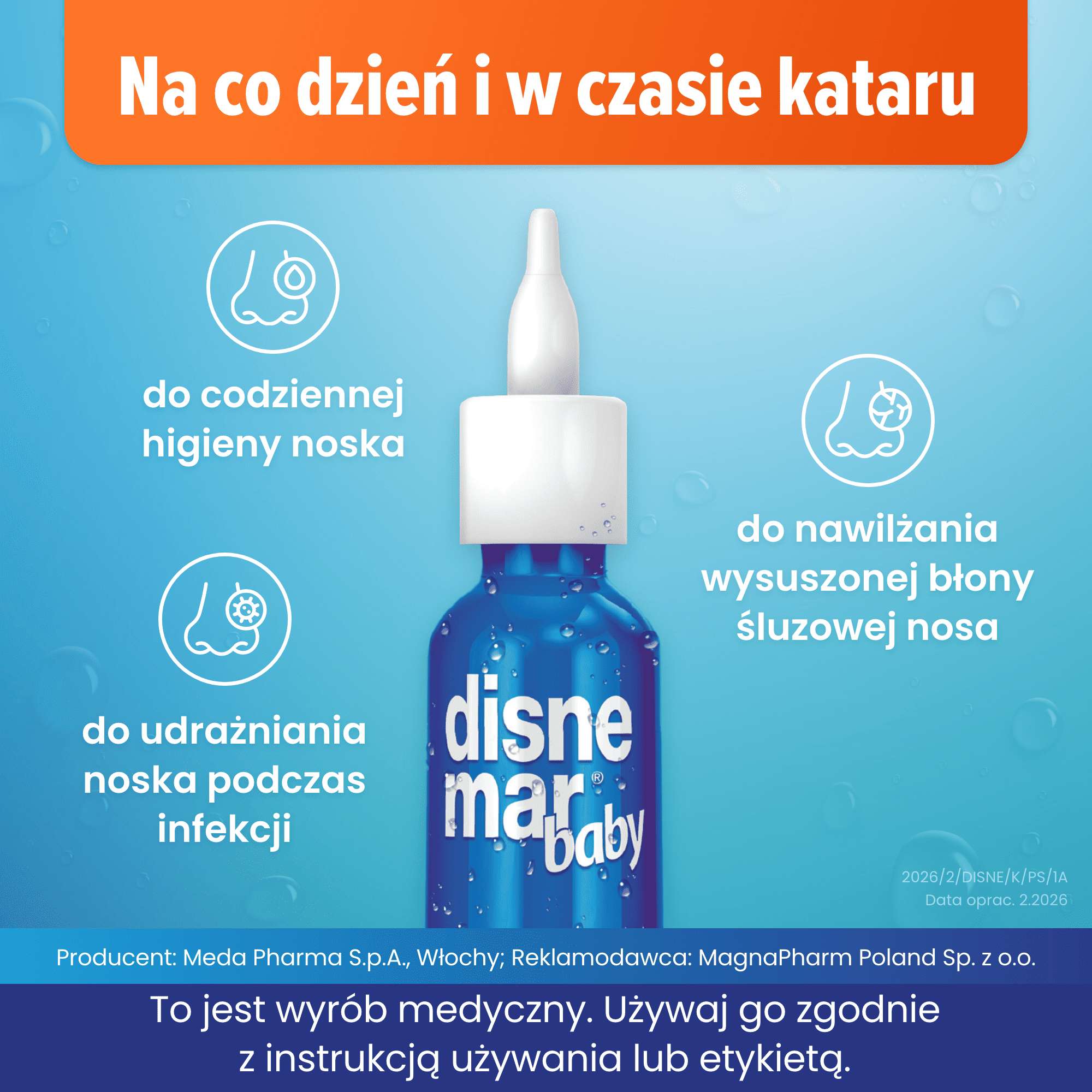 Disnemar Baby woda morska w aerozolu do nosa dla dzieci 25 ml.
