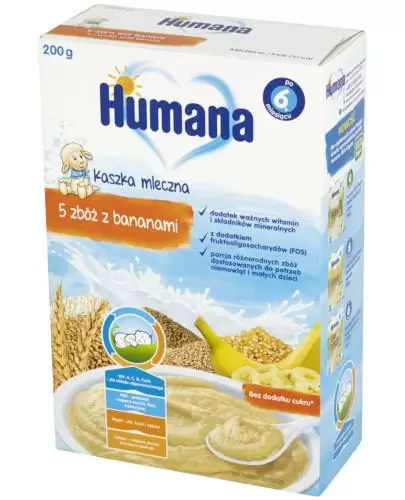 Humana Kaszka mleczna 5 zbóż z bananami, 200 g zdjęcie