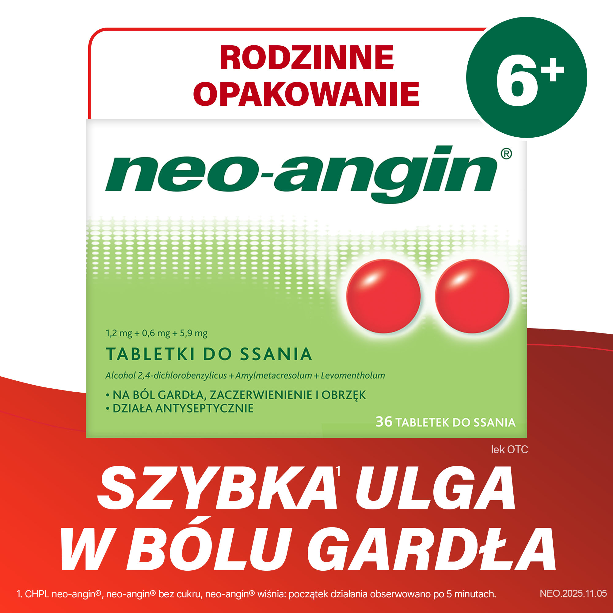 Neo-Angin, tabletki do ssania, 36 sztuk