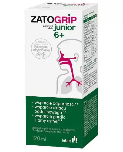 Zatogrip Junior 6+ syrop o smaku malinowym dla dzieci 120 ml zdjęcie