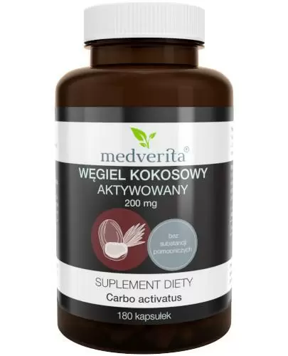 Medverita Węgiel kokosowy aktywowany 200 mg 180 kapsułek zdjęcie