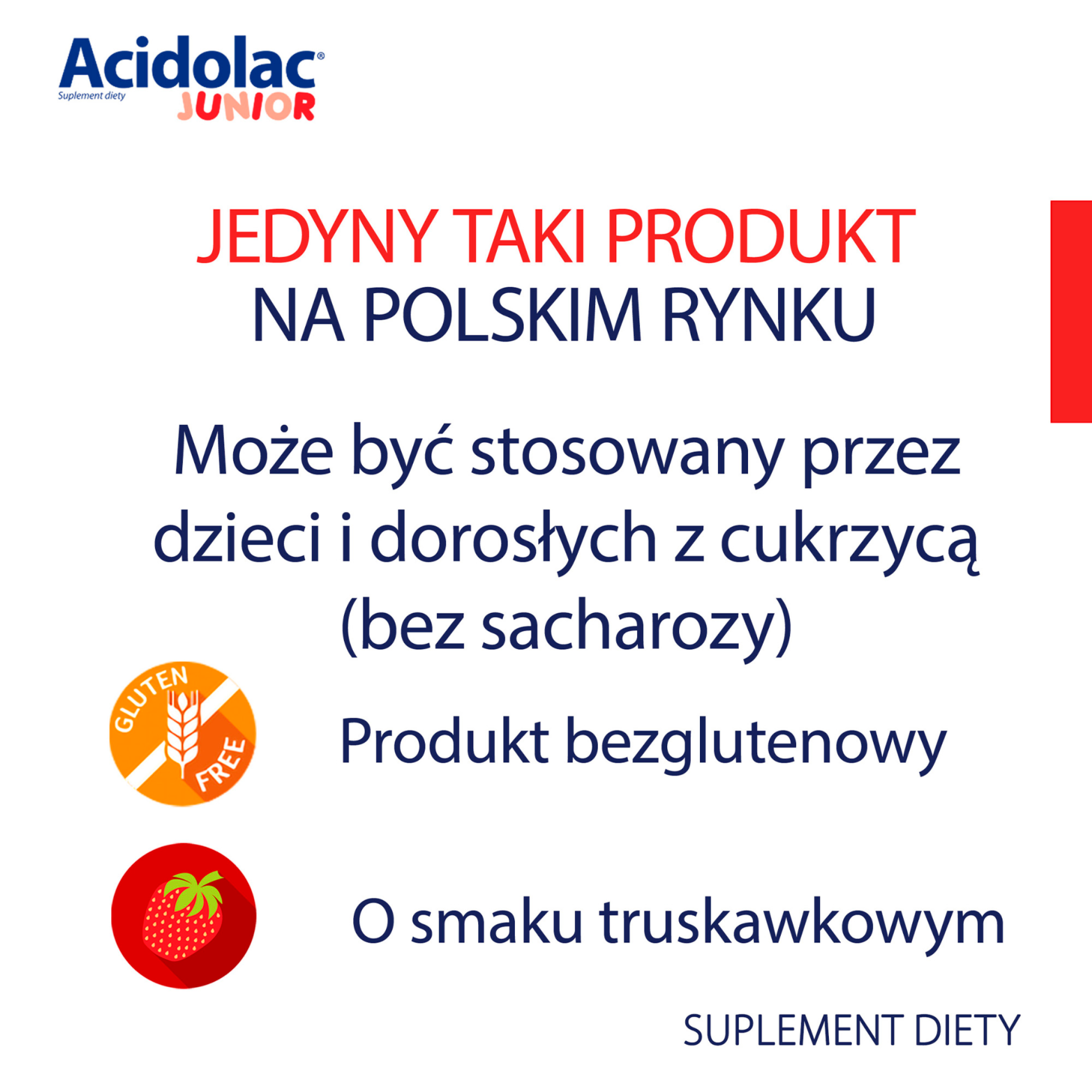 Acidolac Junior, misio-tabletki, smak truskawkowy, 20 sztuk