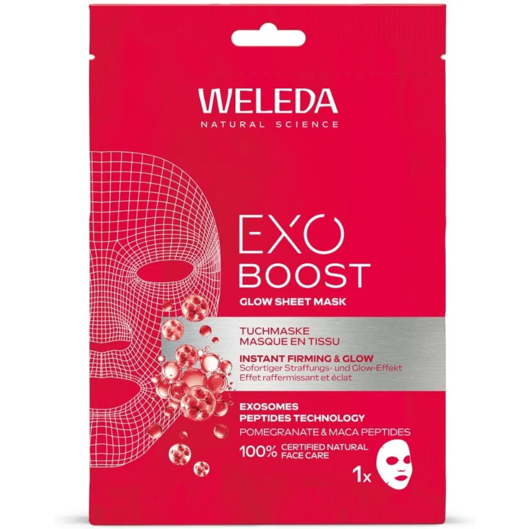 Weleda Exo Boost Glow, maseczka w płachcie z granatem i peptydami maca, 20 ml zdjęcie